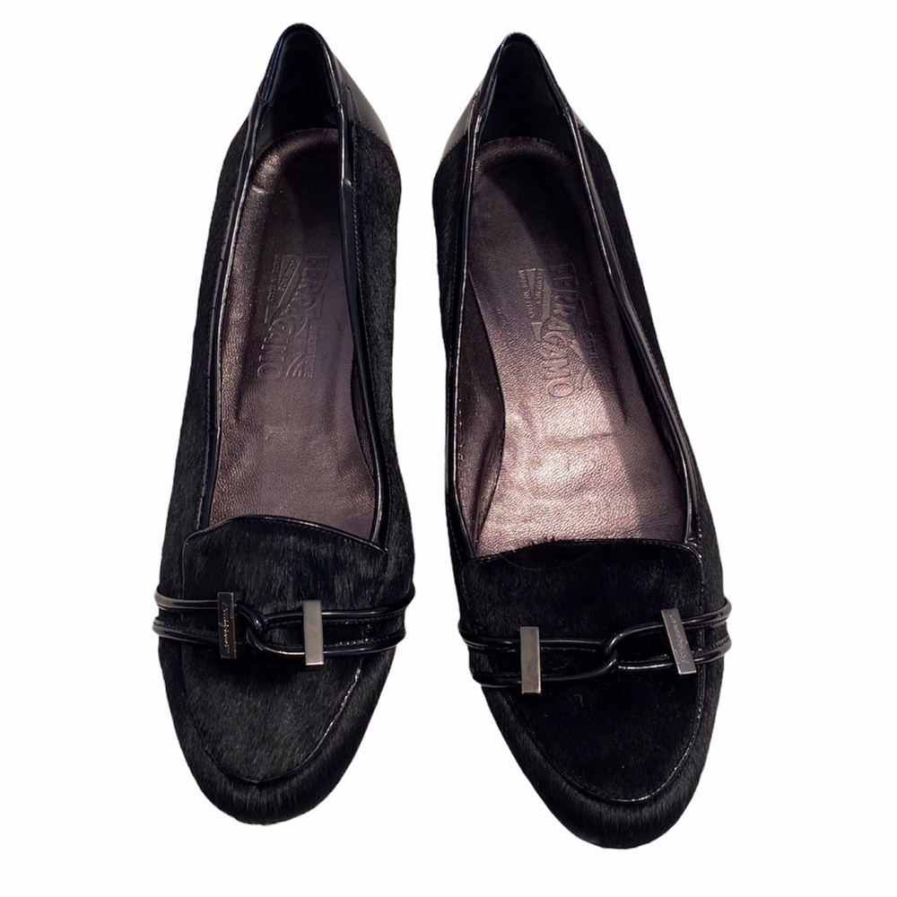 Salvatore Ferragamo Black Pony Hair Loafers